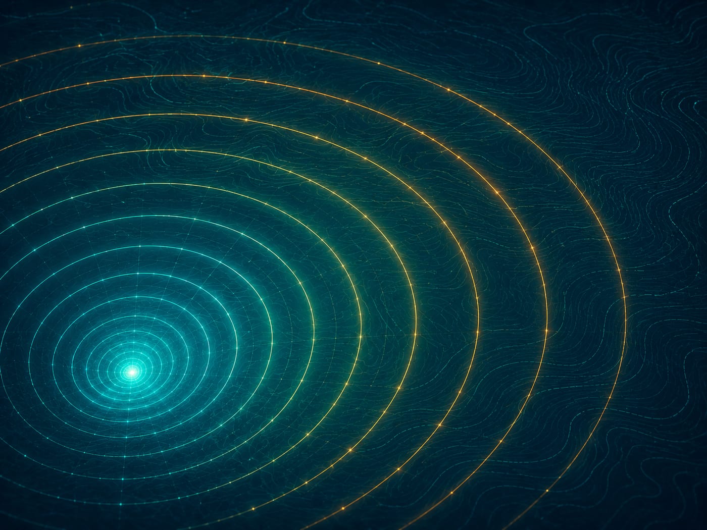Signal rings expanding across a chart field